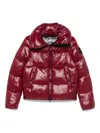 Save The Duck Quilted Cropped Puffer Jacket With Glossy Finish In Red