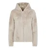 Save The Duck Short Reversible Faux Fur Jacket In Shell Beige