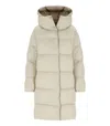 Save The Duck Sibyl Beige Hooded Padded Jacket In Neutrals