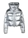 Save The Duck Silver Polyester Down Jacket In Silver