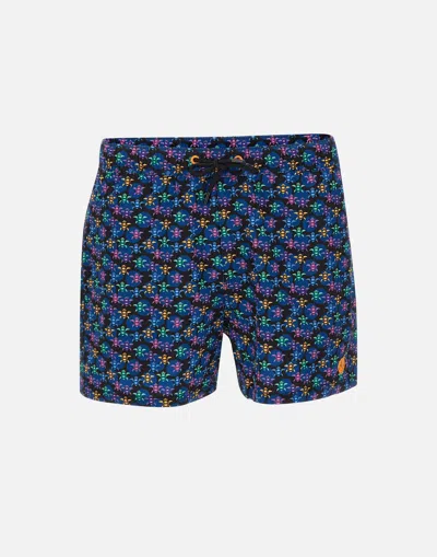 Save The Duck Sipo18 Ademir Multicolor Turtle Swimsuit In Blue