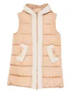 Save The Duck Sleeveless Padded Vest With Shearling Trim And Hood In Neutral