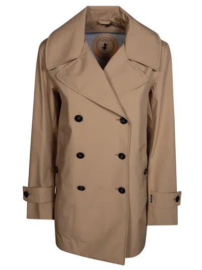 Save The Duck Sofi Short Double Breasted Jacket In Brown