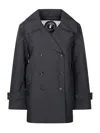 Save The Duck Double-breasted Black Trench Coat With Tailored Silhouette In Blue