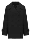 Save The Duck Black Doublebreasted Waterproof Jacket In Black