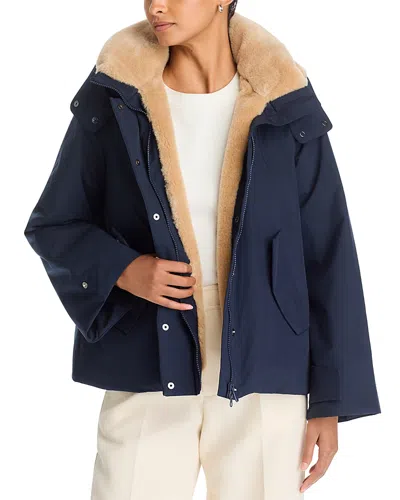 Save The Duck Solana Faux Fur Lined Coat In Blue