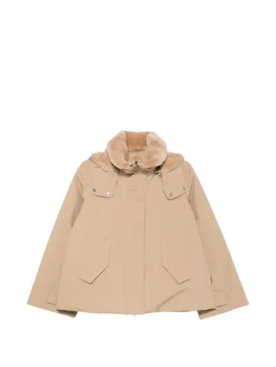 Save The Duck Solana Faux-fur Trim Hooded Jacket In Neutral