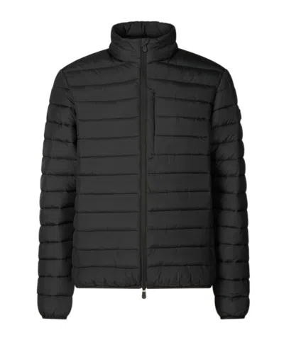 Save The Duck Stand Collar Zipper Cotton-padded Jacket In Black