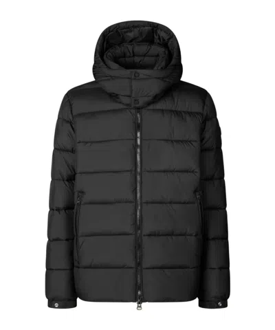 Save The Duck Stitch-on Hooded Cotton-padded Jacket In Black