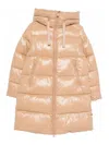Save The Duck Beige Shiny Puffer Coat With Quilted Design In Neutral