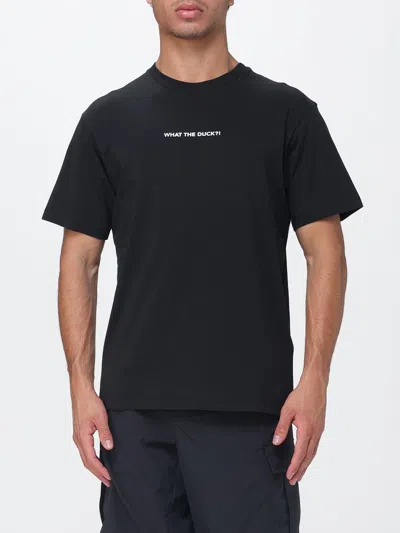 Save The Duck Pure Cotton Crewneck T-shirt With Graphic Slogan Print By In Black