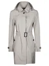 Save The Duck Tailored Trench Coat With Belted Waist In Gray