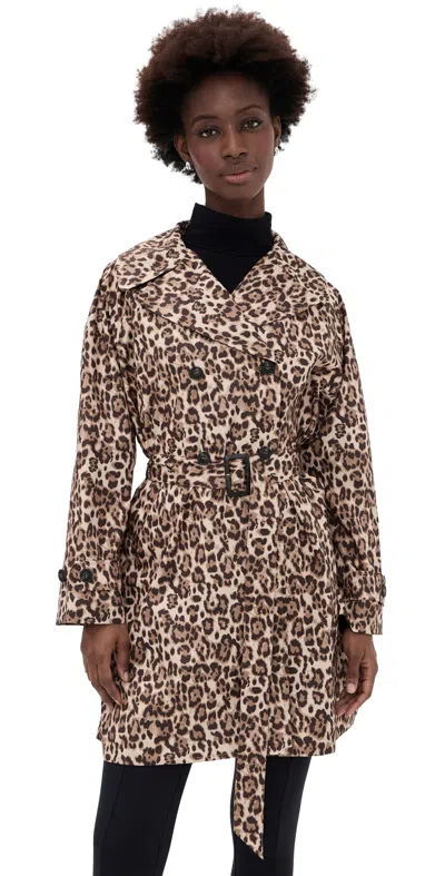 Save The Duck Tecla Trench Coat Leopard In Brown