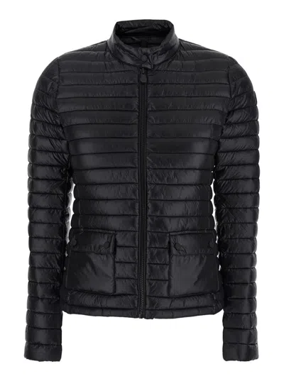 Save The Duck Twinkle Black Down Jacket With High Neck And Logo Patch On The Sleeve In Tech Fabric Woman