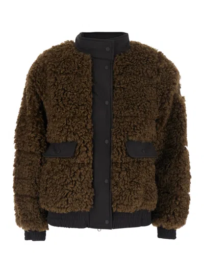 Save The Duck Valery Curly Down Jacket In Brown