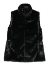 Save The Duck Sleeveless Faux Fur Jacket With High Collar In Black