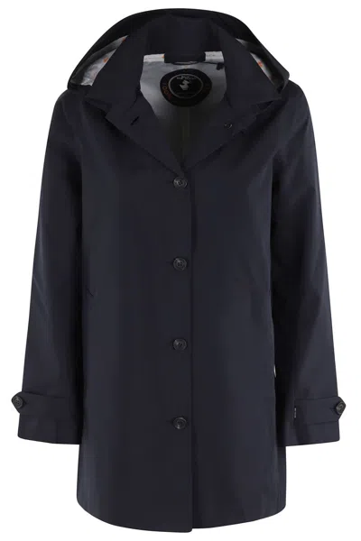 Save The Duck Waterproof Hooded Jacket In Blue Black