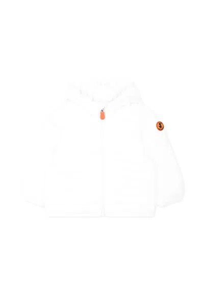 SAVE THE DUCK WHITE DOWN JACKET FOR BABY BOY WITH LOGO