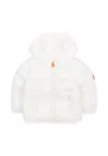 Save The Duck White Down Jacket For Babykids With Logo In White