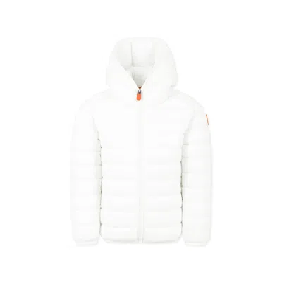Save The Duck Kids' White Down Jacket For Girl With Logo