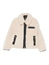 Save The Duck Cropped Beige Jacket With Plush Texture In Neutral