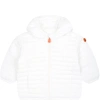 SAVE THE DUCK WHITE NENE DOWN JACKET FOR BABY BOY WITH LOGO