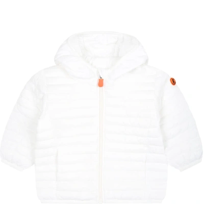 Save The Duck White Nene Down Jacket For Baby Boy With Logo