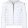 Save The Duck White Vela Down Jacket For Girl With Logo In White