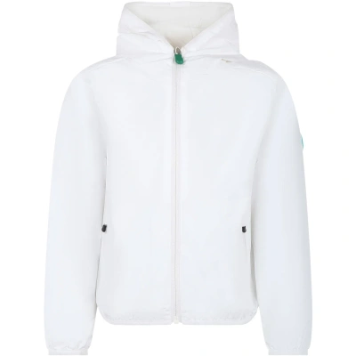 Save The Duck Kids' White Windbreaker For Girl With Logo