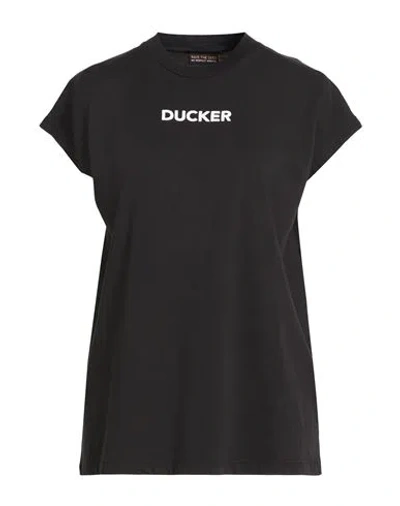 Save The Duck Woman T-shirt Black Size 2 Cotton In Blue