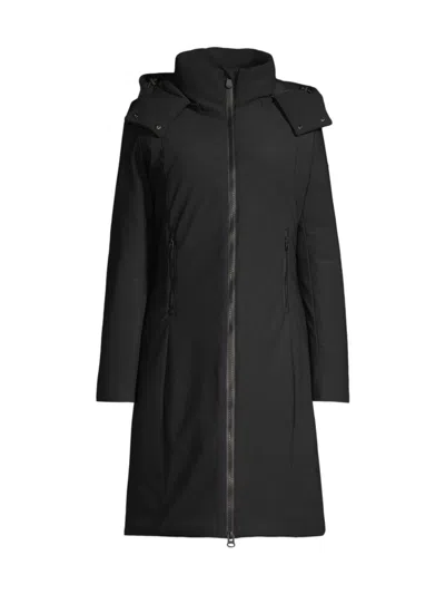 Save The Duck Women's Alkinia Hooded Long Coat In Black