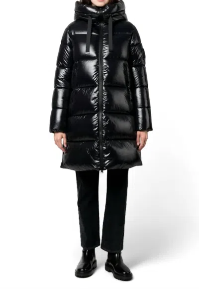 Save The Duck Women's Isabel Shiny 3/4 Heavy Puffer Coat In Black