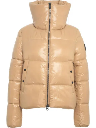 Save The Duck Women's Isla Puffer Jacket In Biscuit Beige In Multi