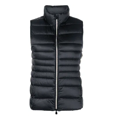 SAVE THE DUCK WOMEN LYNN BLACK QUILTED PUFFER VEST JACKET