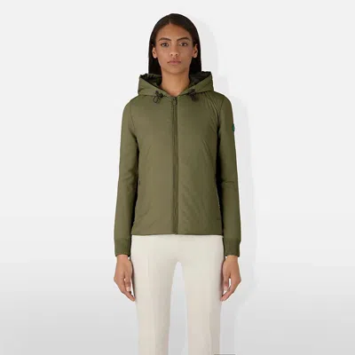 Save The Duck Womens Adhara Hybrid Knit Hood Jacket - Small Dusty Olive In Multi