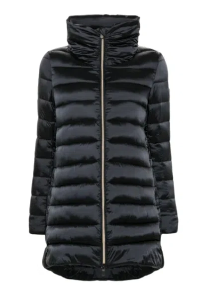 Pre-owned Save The Duck Womens Black Polyester Lydia Long Sleeve Puffer Jacket Coat