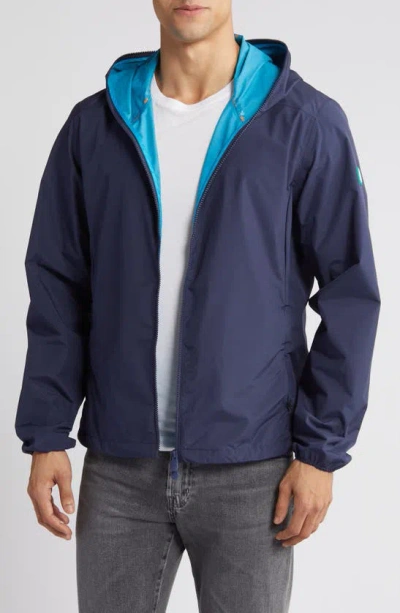 Save The Duck Zayn Hooded Rain Jacket In Navy Blue
