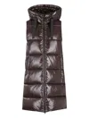 Save The Duck Zip Hooded Vest In Brown