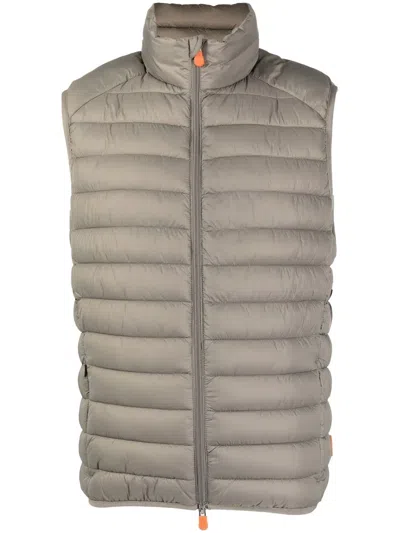 Save The Duck Zip-up Padded Gilet In Brown