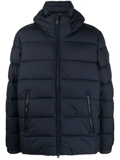 Save The Duck Zip-up Padded Jacket In Blue - Black