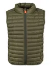 Save The Duck Giga Hooded Padded Gilet In Green