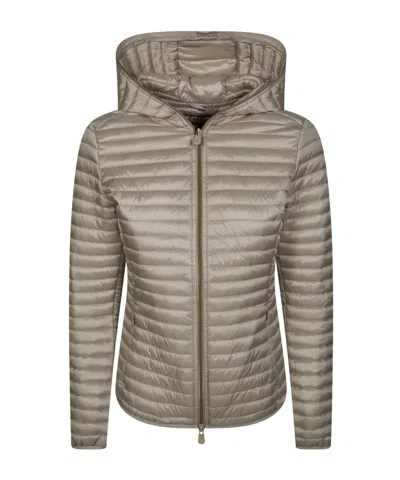 Save The Duck Zip-up Hooded Quilted Jacket In Blue