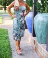 Save The Faith Animal Medallion Long Reversible Skirt/dress In Blue Tile In Multi