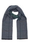 Save The Ocean Contrast Check Stripe Recycled Polyester & Silk Scarf In Gray
