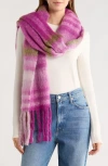 Save The Ocean Plaid Recycled Polyester Scarf In Pink