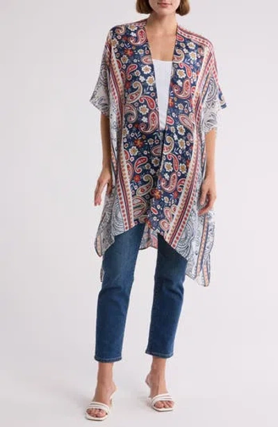 Save The Ocean Print Ruana Wrap In Navy | ModeSens