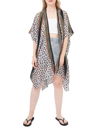 Save The Ocean Women's Leopard Chiffon Cover-up Kimono In Gray