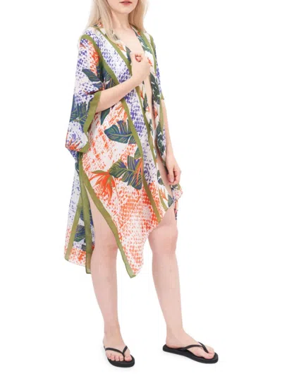 Save The Ocean Women's Tropical Print Kimono In Orange Multi