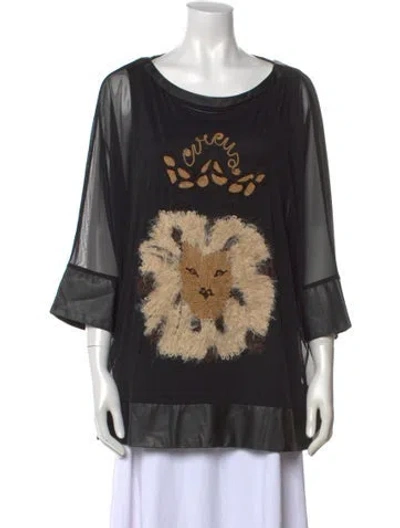 Pre-owned Save The Queen Graphic Print Scoop Neck Tunic In Black