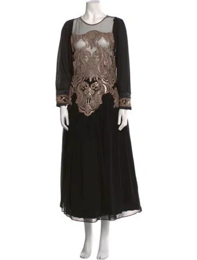 Pre-owned Save The Queen Silk Long Dress In Black